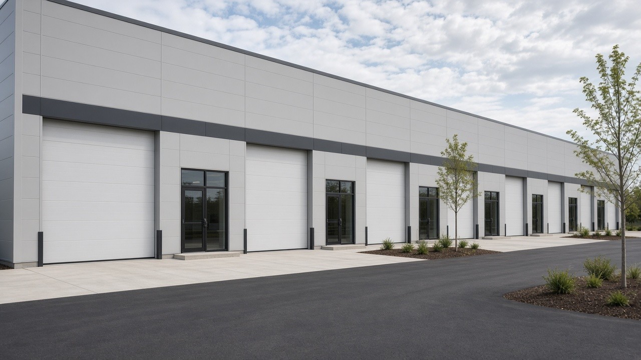 Small-bay flex warehouse with overhead doors